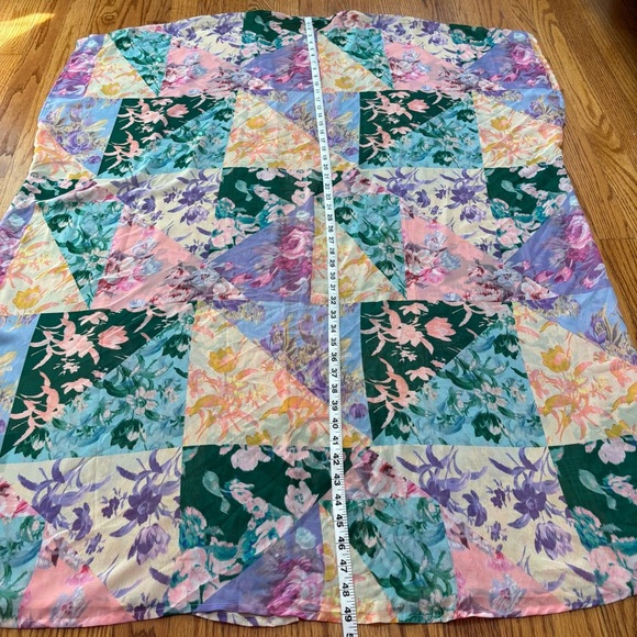 Lane Bryant boho open front green pink sheer patchwork floral maxi kimono duster - Picture 14 of 16